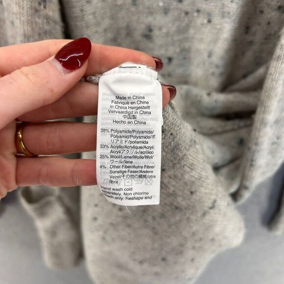 Madewell Women Medium Open Front Donegal Cardigan Pockets Gray Wool Blend Duster - Picture 3 of 12